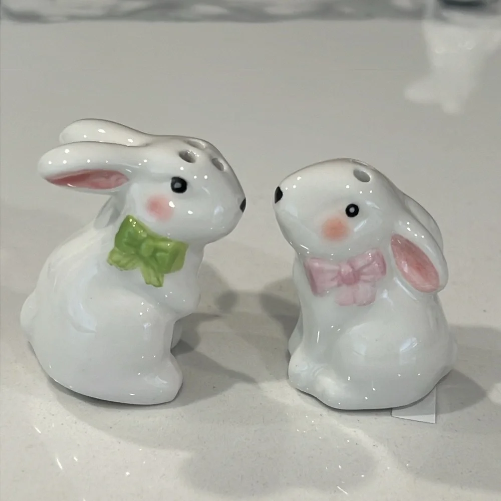 🐇Cute Bunny Salt & Pepper Shakers .